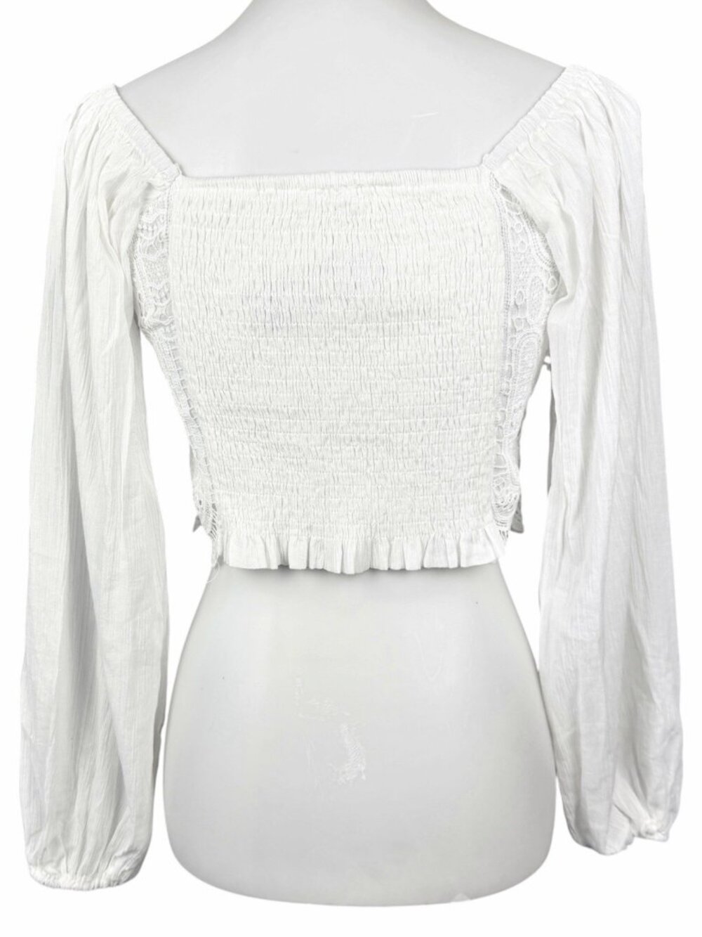 Vintage Y2K Bebe Top Womens Small White Crochet Romantic Crop Festival - Picture 4 of 10